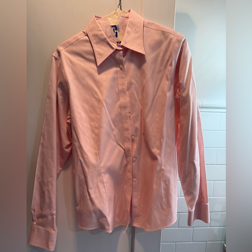 Brooks Brothers 346- Tailored Fit Button Front Non-Iron Shirt, Pink, Size 12 EUC